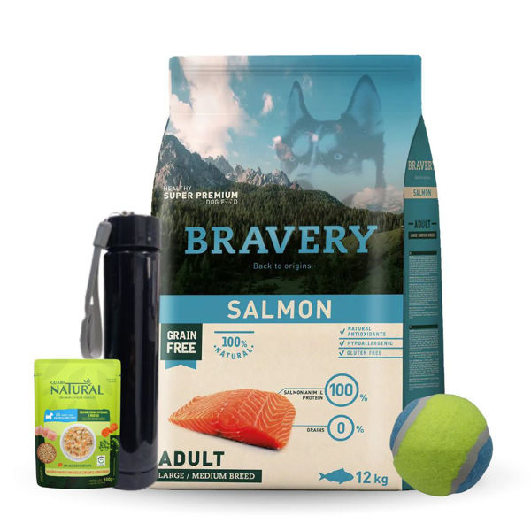 Imagen de Alimento BRAVERY Perro Adulto Raza Mediana y Grande Sabor Salmon 12 kg + Regalo