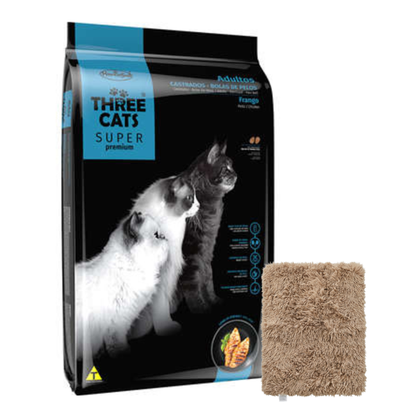 Imagen de Alimento THREE CATS Super Premium Gato Castrado Bola de Pelo Sabor Pollo 10 kg + Regalo
