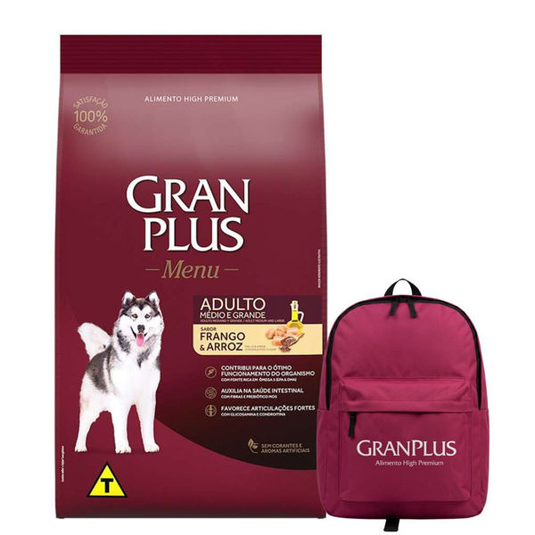 Imagen de Alimento GRANPLUS Perro Adulto Sabor Pollo y Arroz Raza Mediana y Grande 20 kg + Regalo