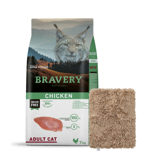 Imagen de Alimento BRAVERY Gato Adulto Sabor Pollo 7 kg + Regalo