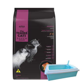 Imagen de Alimento THREE CATS Super Premium Gato Adulto Mix Pollo, Carne y Salmón 15 kg + Regalo