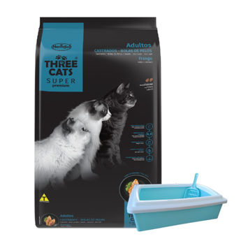 Imagen de Alimento THREE CATS Super Premium Gato Castrado Bola de Pelo Sabor Pollo 10 kg + Regalo