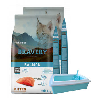 Imagen de Alimento BRAVERY Gato Cachorro Kitten Sabor Salmón 4 kg + Regalo
