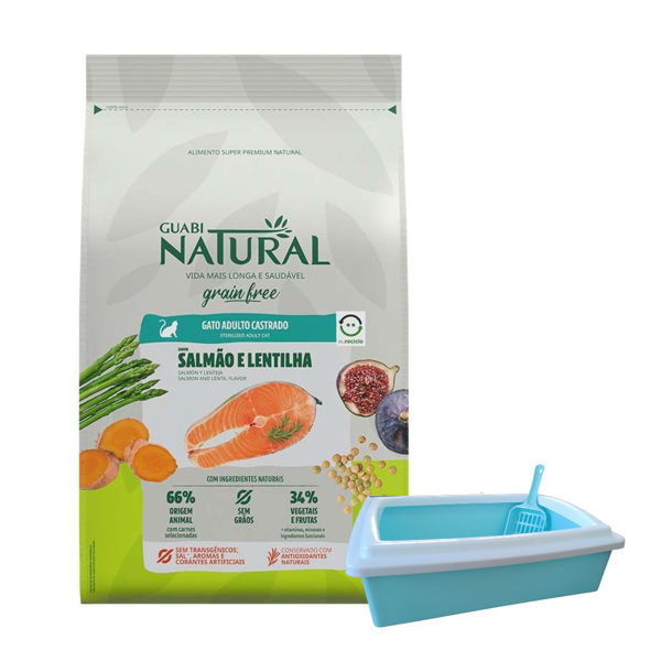 Imagen de Alimento GUABI Grain Free Gato Castrado Sabor Salmon y Lenteja 7,5 kg + Regalo