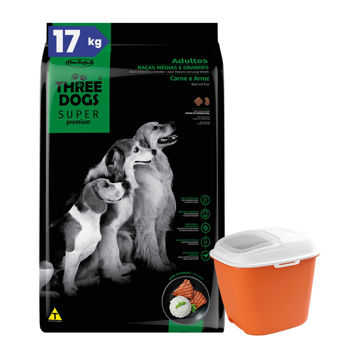 Imagen de Alimento THREE DOGS Perro Super Premium Adulto Raza Mediana y Grande 15 + 2 kg + Regalo