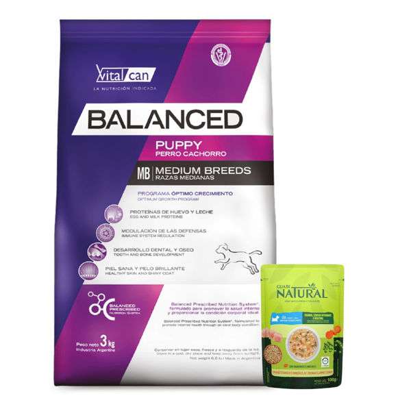 Imagen de Alimento BALANCED Perro Cachorro Raza Mediana 3 Kg + Regalo