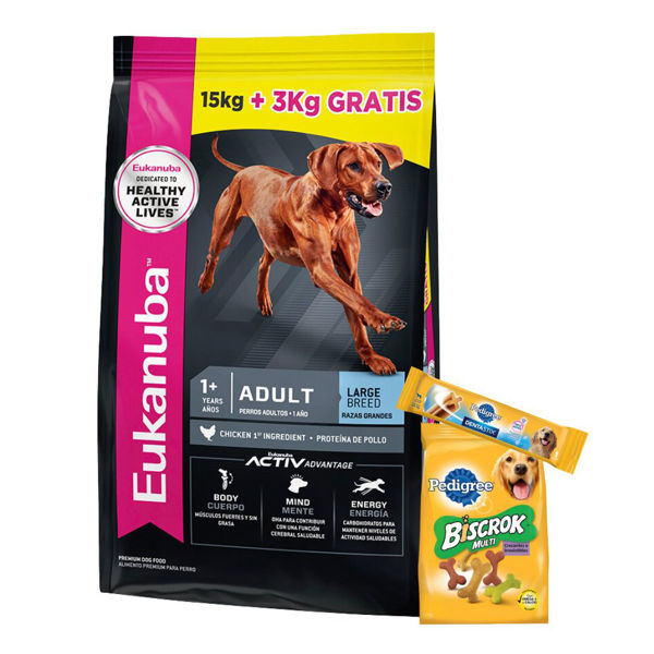 Imagen de Alimento EUKANUBA Perro Adulto Raza Grande 15 + 3 Kg + Regalo
