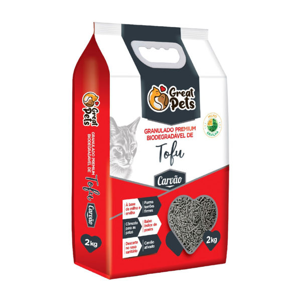 Imagen de Arena Sanitaria GREAT PETS Tofu Biodegradable Carbón Activado 2 Kg