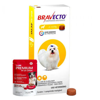 Imagen de Antipulgas y Garrapatas BRAVECTO 2 a 4.5 kg - 1 Comprimido + Regalo