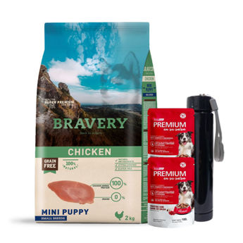 Imagen de Alimento BRAVERY Perro Cachorro Raza Pequeña y Mini Sabor Pollo 4 kg + Regalo