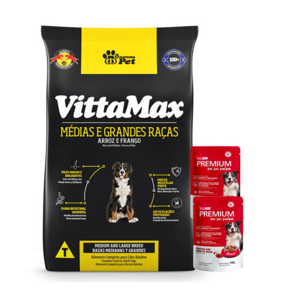Imagen de Alimento VITTAMAX Perro Adulto Raza Mediana y Grande 25 kg + Regalo