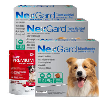 Imagen de Antipulgas y Garrapatas NEXGARD 10 A 25 Kg - 3 Comprimidos