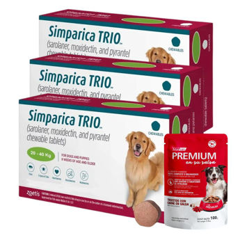 Imagen de Antiparasitario Interno y Externo SIMPARICA TRIO 20 a 40 kg - 3 Comprimidos