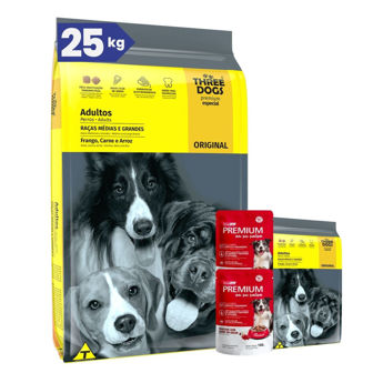 Imagen de Alimento THREE DOGS Perro Original Adulto Raza Mediana y Grande 20 + 2 kg + Regalo