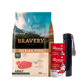 Imagen de Alimento BRAVERY Perro Adulto Raza Mediana y Grande Iberian Pork 4 Kg + Regalo