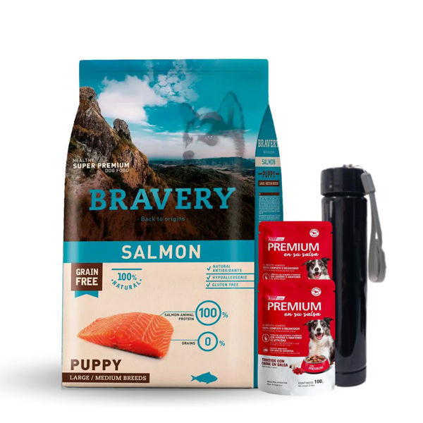 Imagen de Alimento BRAVERY Perro Cachorro Raza Mediana y Grande Salmón 4 Kg + Regalo