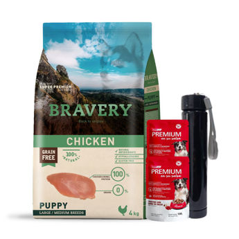 Imagen de Alimento BRAVERY Perro Cachorro Raza Mediana y Grande Sabor Pollo 4 kg + Regalo