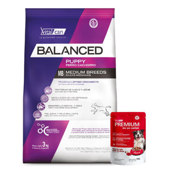 Imagen de Alimento BALANCED Perro Cachorro Raza Mediana 3 Kg + Regalo