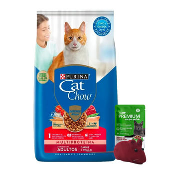Imagen de Alimento CAT CHOW Gato Adulto Carne y Pollo 8 Kg + Regalo