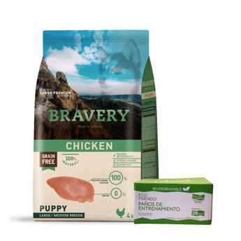 Imagen de Alimento BRAVERY Perro Cachorro Raza Mediana y Grande Sabor Pollo 4 kg + Regalo